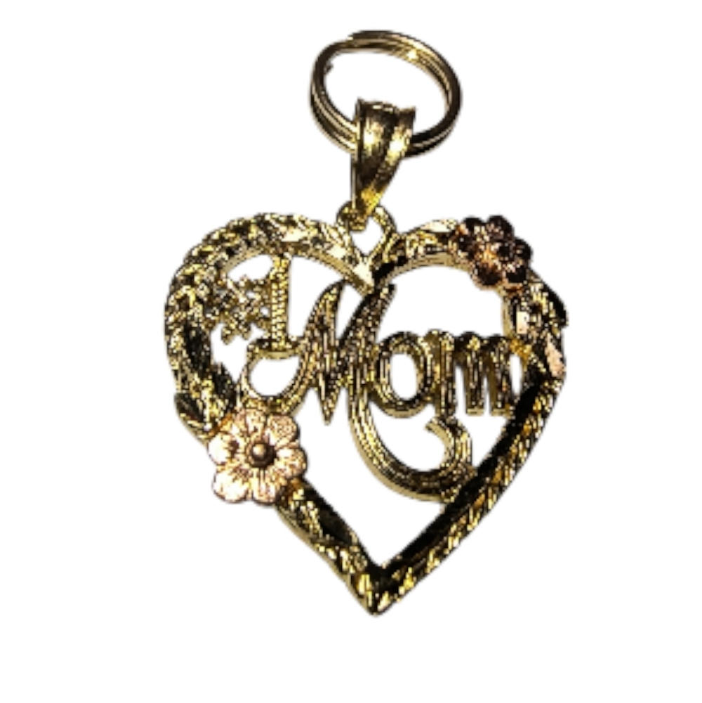 14K Yellow & Rose Gold “#1 Mom” Heart Charm Or Pendant 1.7 Grams - Picture 3 of 11